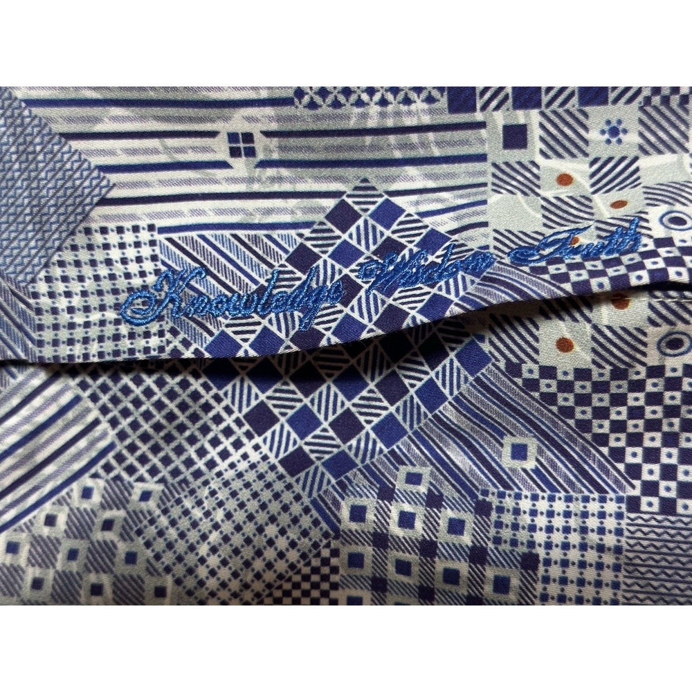 Robert Graham Shirt Mens Small Blue Geometric Long Sleeve Button Embroidered NWT - Picture 4 of 11